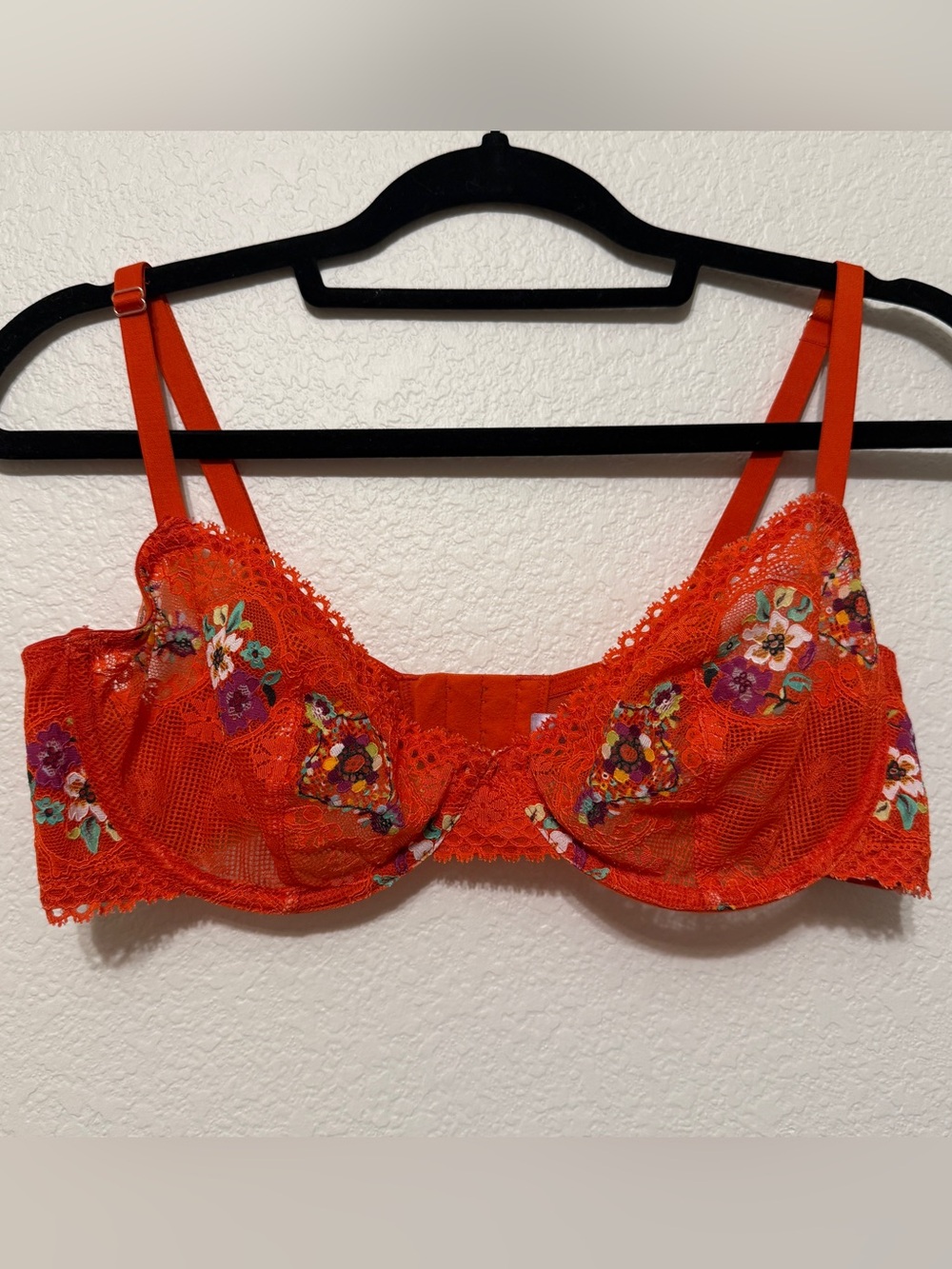 🦋 Savage X Fenty| Dolled Up Floral Lace Quarter Cup Bra Orange 36D